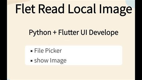 Flet Read Local Image Python Flutter UI Dev YouTube