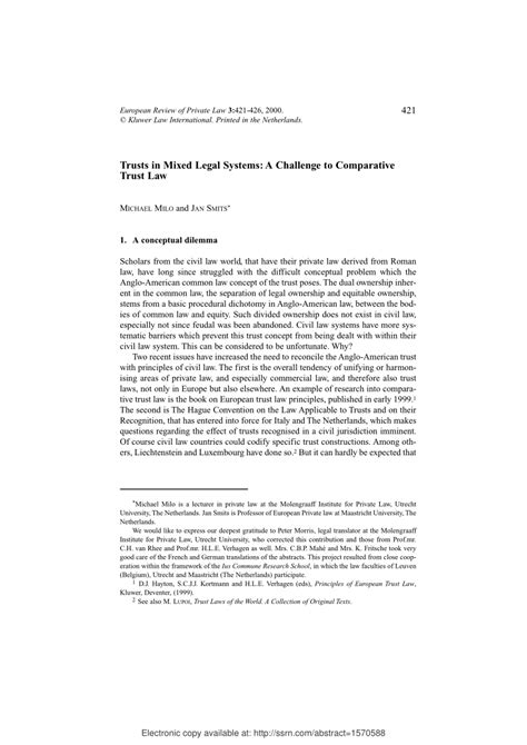 (PDF) Trusts in Mixed Legal Systems: A Challenge to Comparative Trust Law