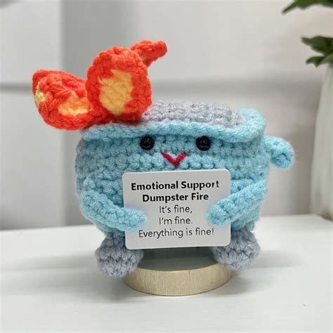 Funny Crochet Dumpster Fire Crochet Burning Trash Can Humorous Design