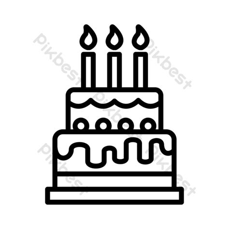 Birthday Cake Icon Line Vector Png Images Ai Free Download Pikbest