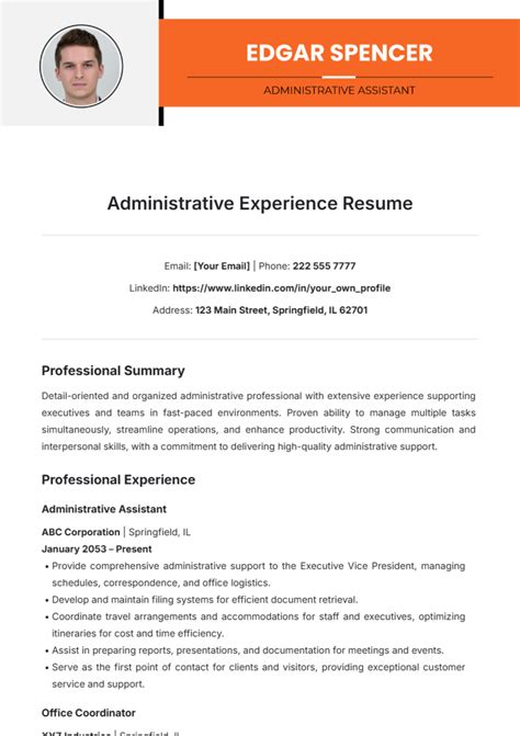 Free Administrative Experience Resume Template Edit Online And Download