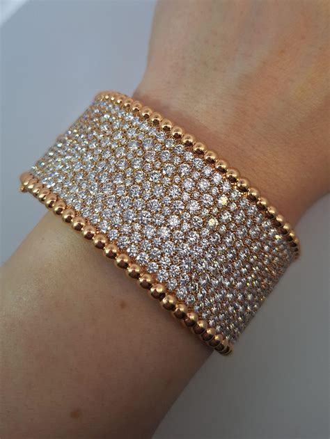 Van Cleef And Arpels 18kt Rose Gold Diamond Perlee Bracelet For Sale At