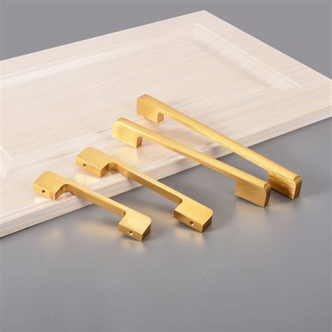 Aluminum Alloy Drawer Pulls Gold Cabinet Handles Long Series Hole Centers96mm 128mm 160mm 192mm