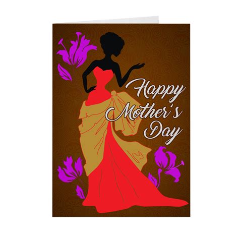 Red And Gold Beautiful And Elegant African American Woman In Gown Moth Black Stationery