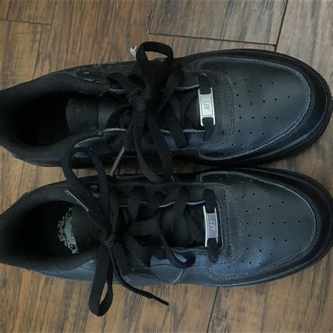 Air Force 1s (All Black) size 7Y . Worn only twice - Depop