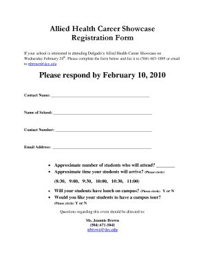 Fillable Online Emaslive Dcc Allied Health Career Showcase Registration