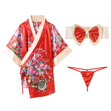 Jual Lalisa Set Lingerie Seksi G String Model Kimono Sabuk Besar Premium Satin Jepang 1243