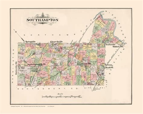 Southampton 1891 Old Town Map With Homeowner Names Pennsylvania