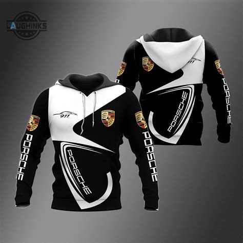 Porsche V2 Hoodies Tshirts Sweatshirts Black And White Full Printed