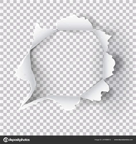 Torn Ripped Paper Hole On Transparent Background Stock Vector Image By