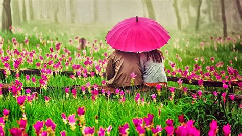 Download Romantic Love In A Flower Garden Wallpaper