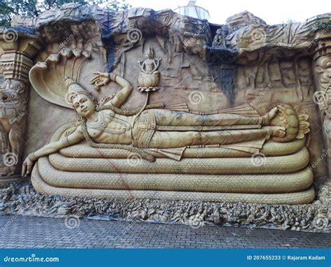 Lord Vishnu Lord Vishnu Sleeping On Lord Shesnag In Deep Ocean Stock