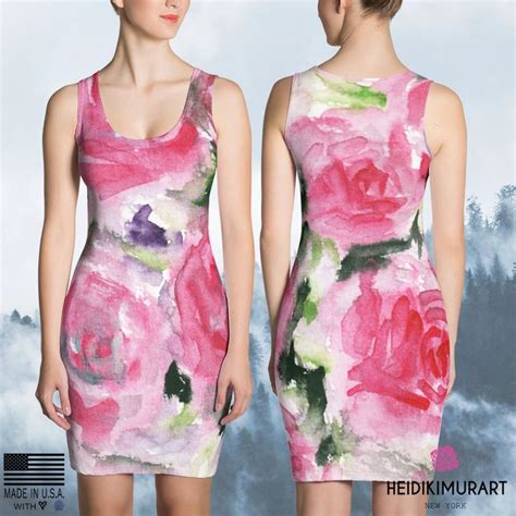 Girlie Pink Rose Floral Print Women S Premium Sleeveless Dress Made Heidi Kimura Art Llc