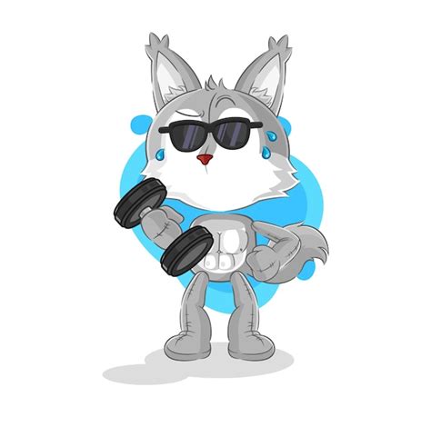 Premium Vector Wolf Lifting Dumbbell Vector Cartoon Character