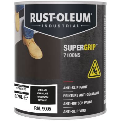 Rust Oleum SuperGrip Anti Slip Coating RAL 9005 Floor Paint 750ml CROP