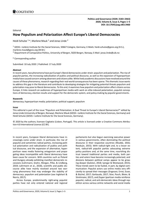 Pdf How Populism And Polarization Affect Europes Liberal Democracies