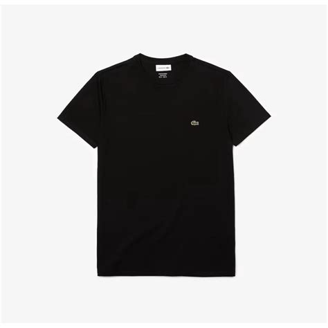 Camiseta Lacoste básica preta masculina crocodilo bordado 100 algodão