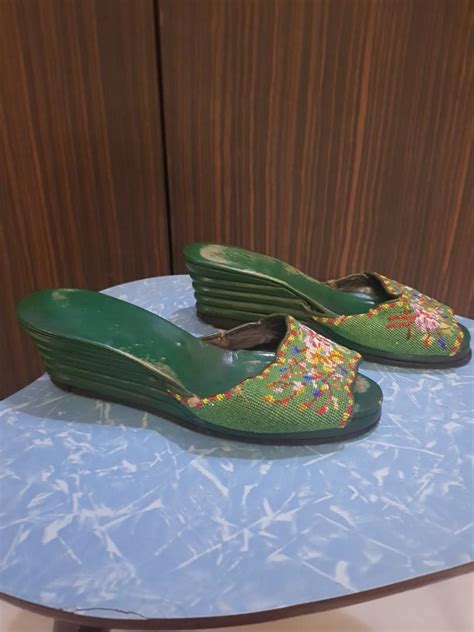 Vintage Peranakan Kasut Manek Potong Beaded Shoes Nyonya Nonya Hobbies