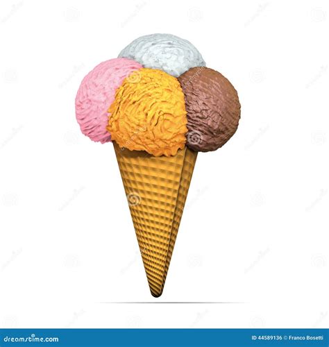 Ice Cream Cone Four Flavors Stock Illustration - Image: 44589136