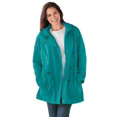 Woman Within Woman Within Womens Plus Size Fleece Lined Taslon Anorak Rain Jacket 4x