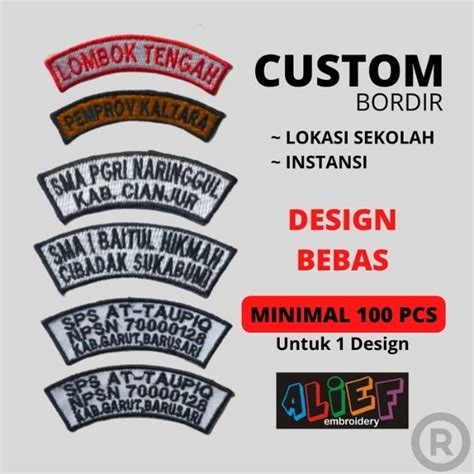 Jual Custom Bed Badge Patch Bordir Lokasi Sekolah Bordir Nama Custom