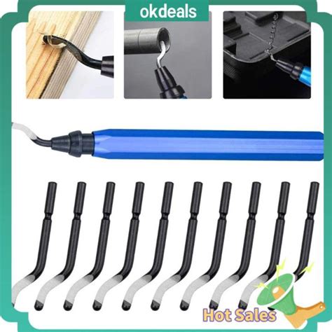 Okdeals High Speed Steel Deburring Tool Kit Blue With 10 Bs1010 Blades