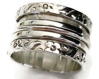 Sterling Silber breiter Spinner Ring Größe US 4 1 2 UK I klobiger