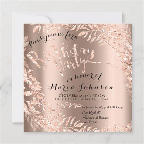 Birthday Photo Floral Framed Rose Gold Royal Invitation Zazzle