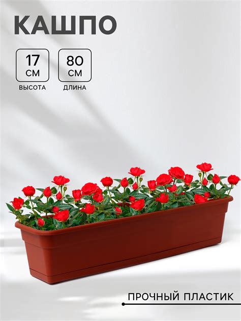 Ящик балконный для цветов 80×20×17 см, 16 л, цвет терракотовый (3277420 ...