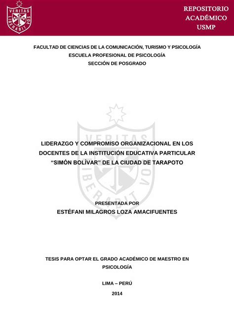 Pdf Liderazgo Y Compromiso Organizacional En Los Docentes De