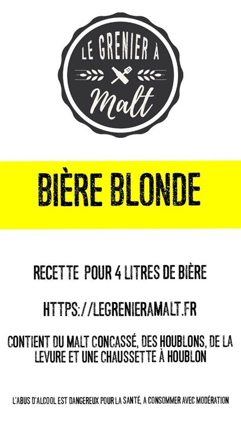 Kit à Bière Blonde Le Grenier à Malt litres de Bière Maison