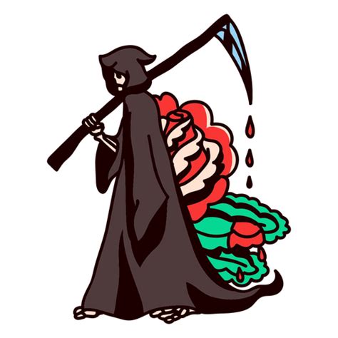 Diseño Png Y Svg De Grim Reaper Sosteniendo Una Hoz Ensangrentada Para