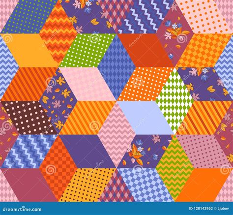 Bright Multicolor Patchwork Pattern Seamless Vector Illustration Of