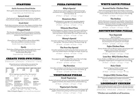 Menu At Abby S Legendary Pizza Pizzeria Winston