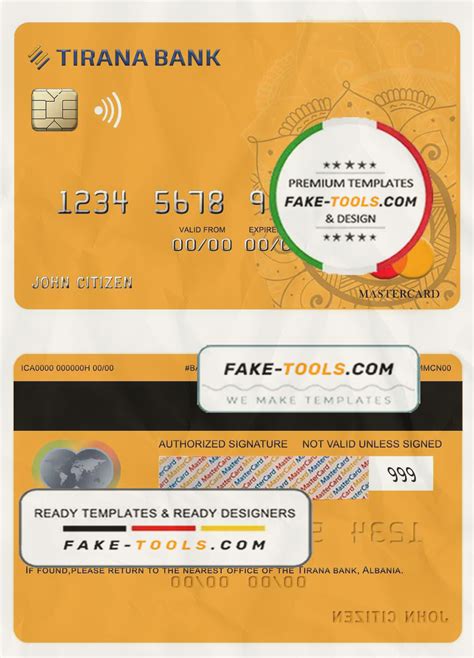 Albania Tirana Bank Mastercard Template In Psd Format Fully Editable