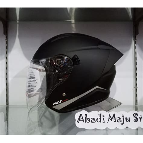 Jual HELM NHK R1 MAX SOLID BLACK DOFF HALF FACE ORIGINAL Shopee Indonesia