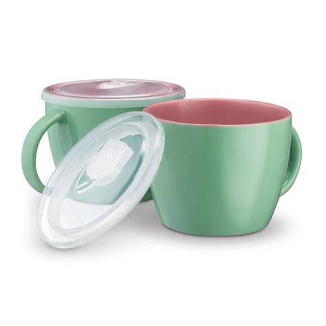 Reusable Ceramic Soup Cups Containers with Vented Lids- Set of 2 – kook