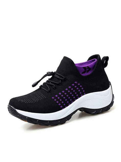 SIMANLAN Slip On Sneakers Women Wide Width Walking Running Sock Wedges ...