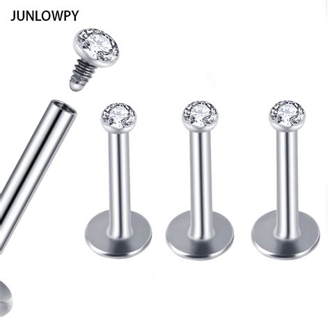 Junlowpy Pcs Fashion Labret Ring G Surgical Stainless Steel Gem