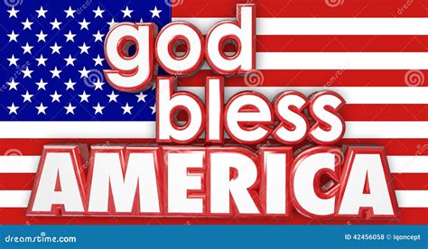 God Bless America United States Usa Flag 3d Words Stock Illustration