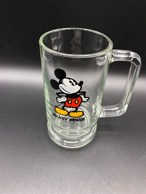 Vintage Mickey Mouse Glass Mug Walt Disney World Etsy