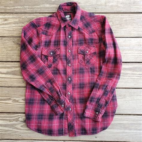 Route 66 Shirts Route 66 Mens Flannel Redblack Plaid Casual Shirt