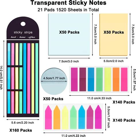 1520 Notas Adhesivas Transparentes 21 Blocs De Notas Adhesivas