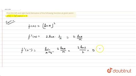 Find The Left And Right Hand Derivative Of The Following Function At Given Point ` Youtube