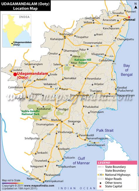 Ooty Location Map , Where is Ooty(Udhagamandalam) Located