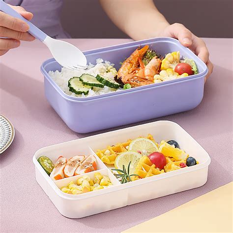 Voss Bento Lunch Box Reusable 3 Compartment Food Container For School