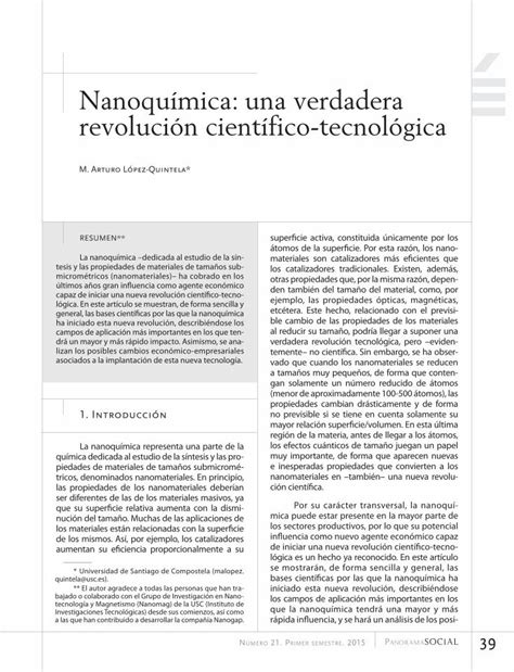 Pdf Nanoqu Mica Una Verdadera Revoluci N Cient Fico Tecnol Gica