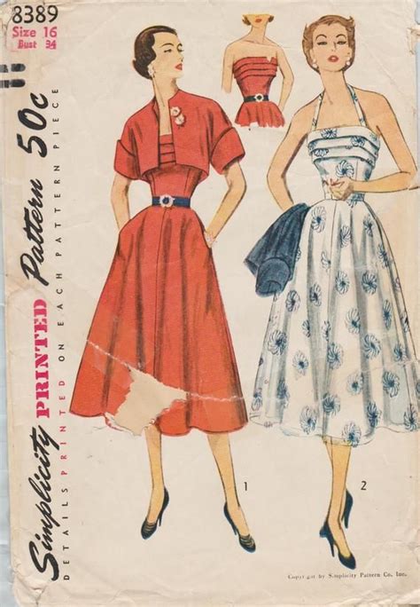 Simplicity 8389 Vintage 1950s Sewing Pattern Halter Dress Etsy Halter Dress Pattern