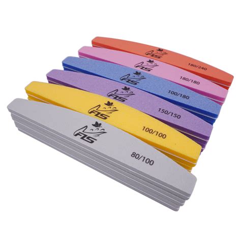 Customized Professional Nail File 100 180 Grit Logo Half Moon Shapes