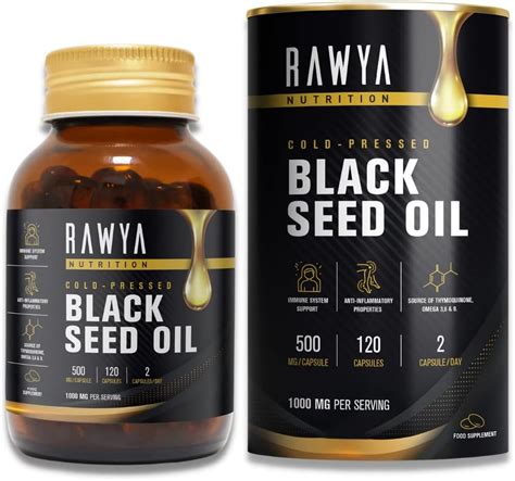 Black Seed Oil 120 Softgel Capsules Rawya Premium Cold Pressed Nigella Sativa Pure Black